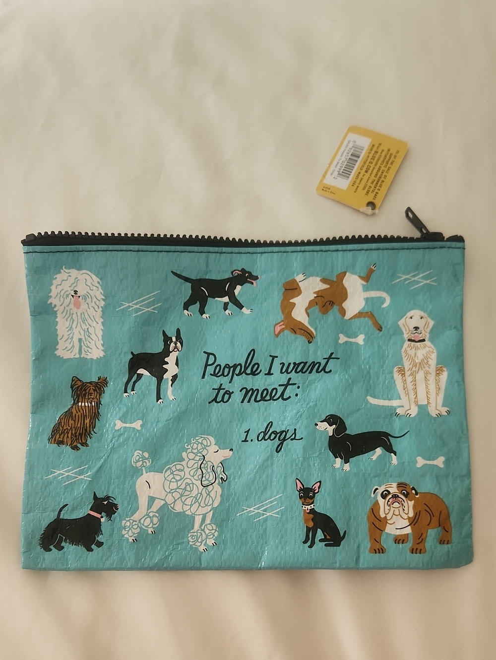 Teal Dog-Print Zipper Pouch for Kids